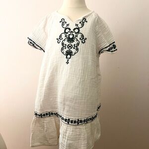 Old Navy White Gauze Dress with Black Embroidery